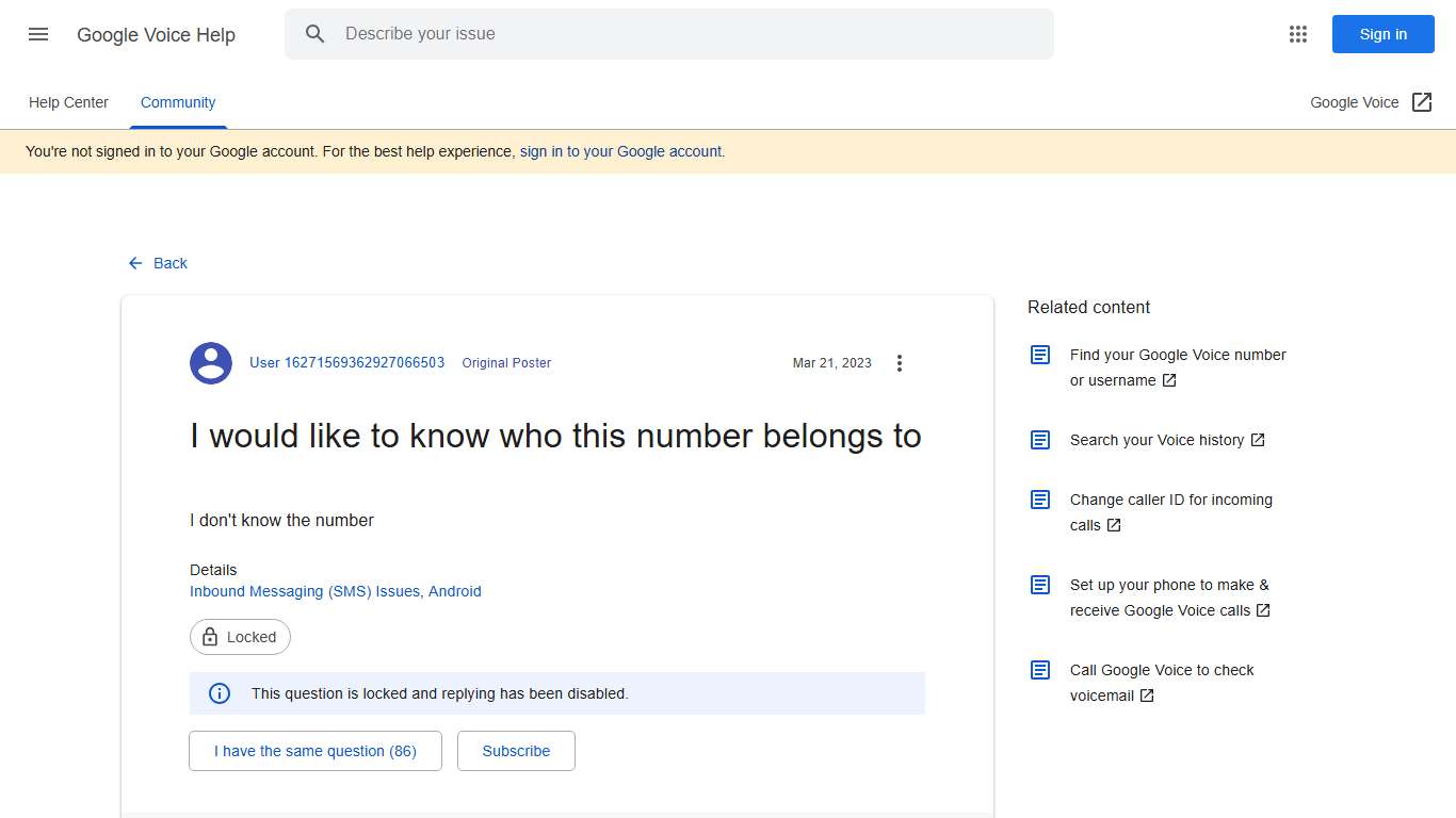 I would like to know who this number belongs to - Google Voice Community